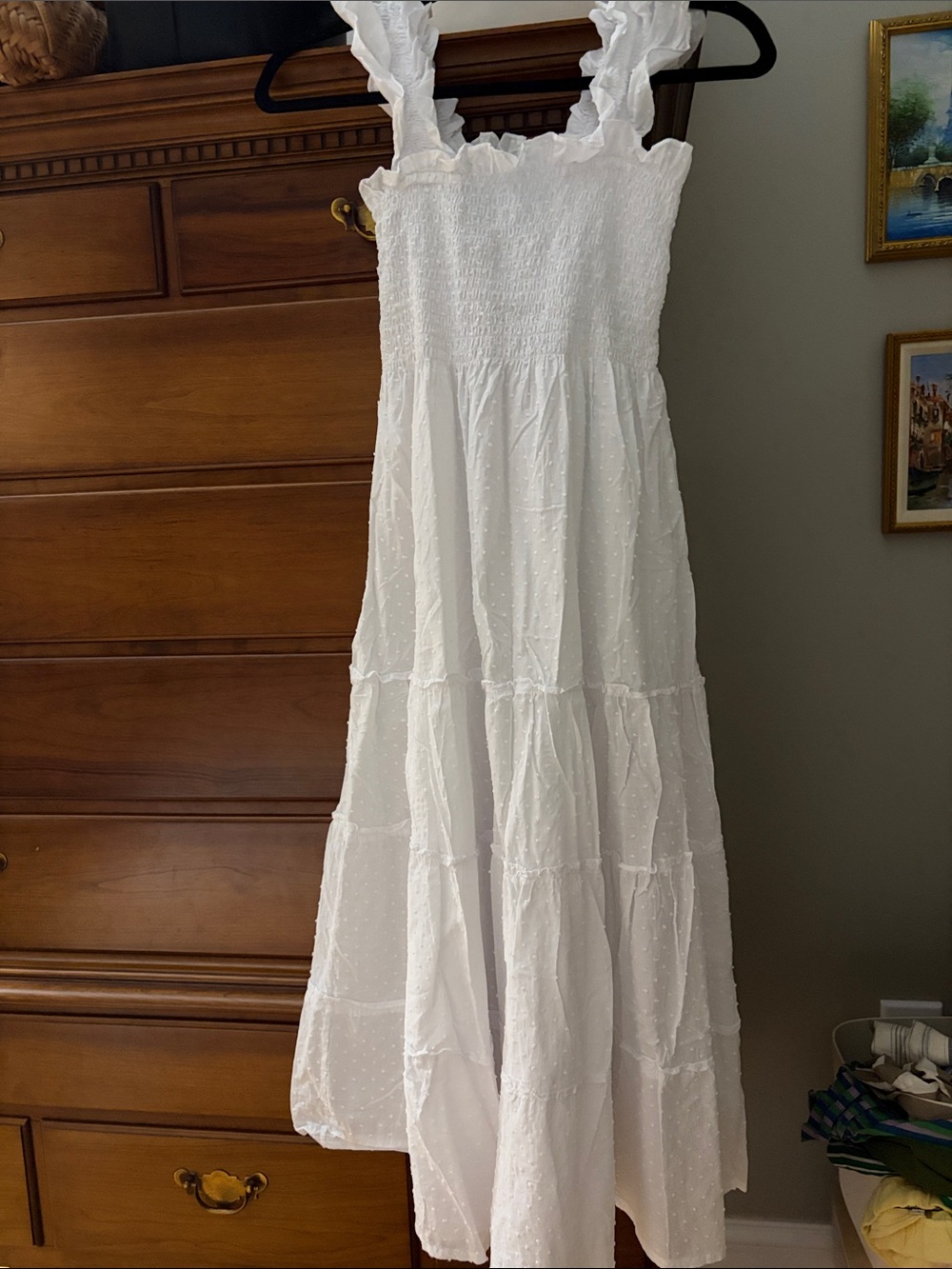 Hill House Home the Nap Dress White Smocked Maxi Dress with Ruffle Straps